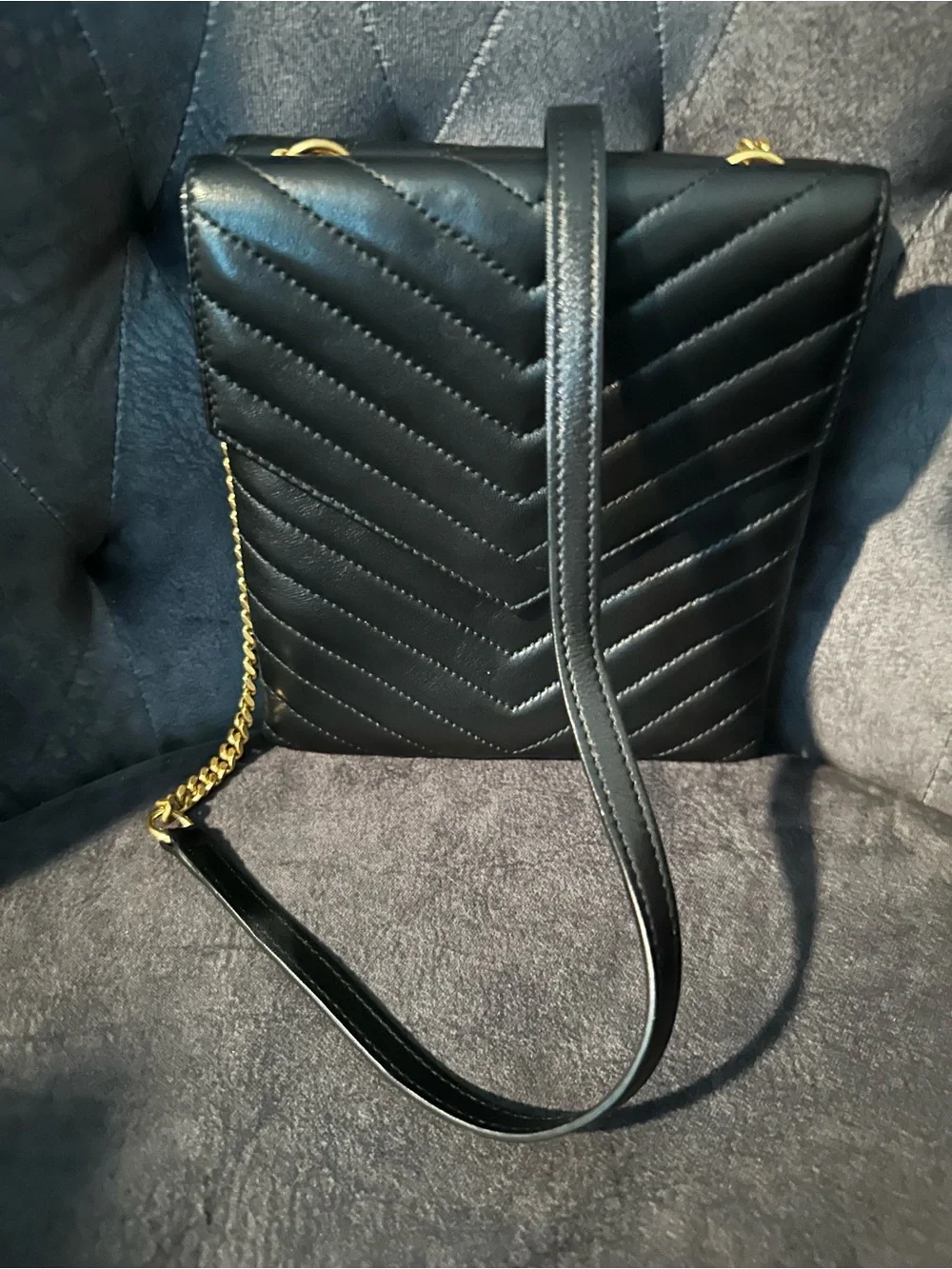 Saint Laurent Quilted Leather Double Flap Crossbody Bag – Never Worn
